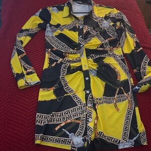Stylish Yellow and Black Women's Dress